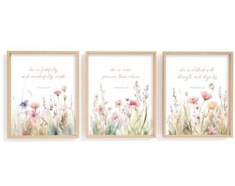 Wildflower Bible verse wall art, Christian Nursery decor, Wildflowers nursery art, Wildflowers prints, Boho flower nursery wall art