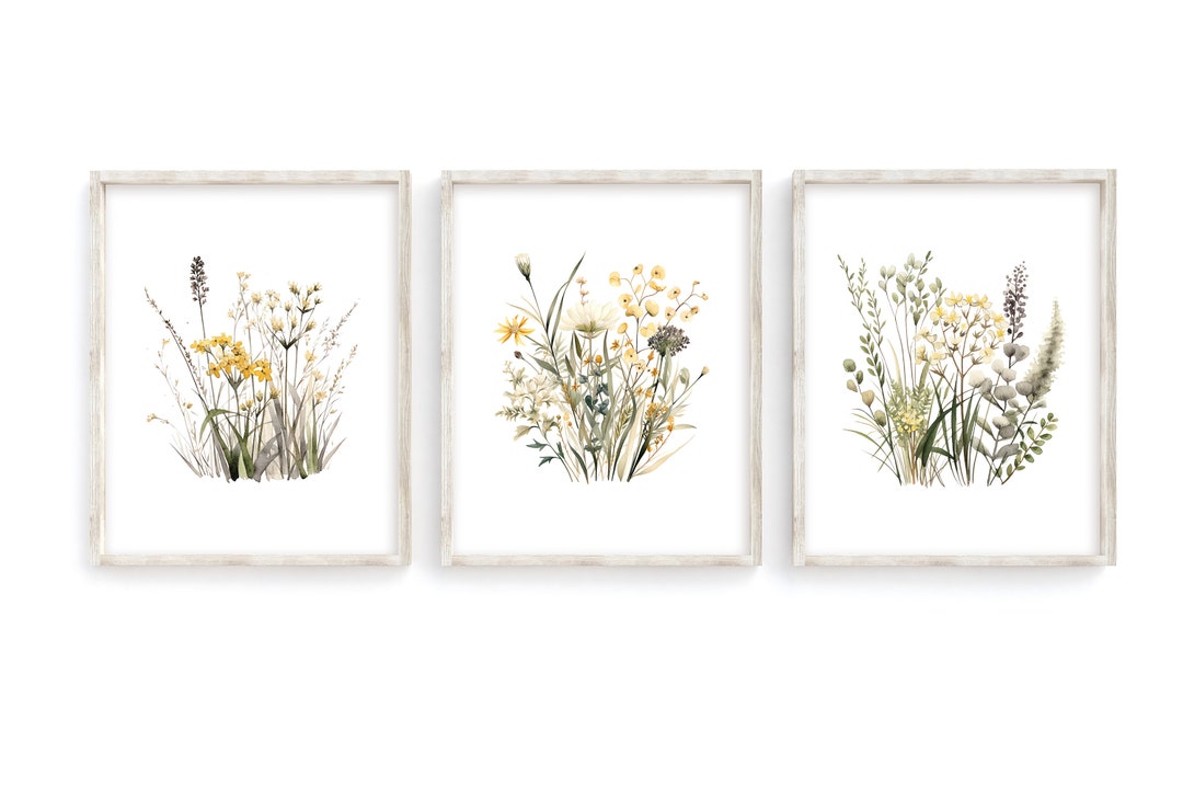 Neutral Wildflower Nursery Prints, Wildflower Wall Decor Girl ...