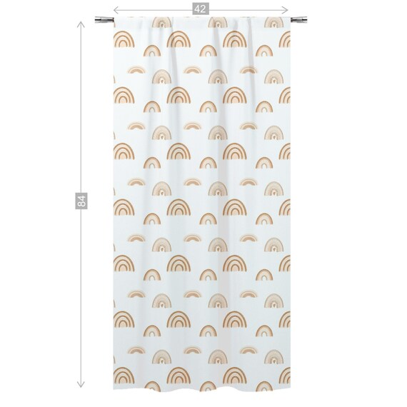 Earthy Rainbow Sheer curtains, Gender Neutral rainbow nursery curtain