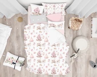 Princess Comforter, Pink Castle comforter, Princess room decor, Princess bedding, Twin Twin XL Queen King comforter for girls, Fairy - LiPr