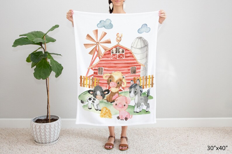 Farm Animals Baby Blanket Barnyard Nursery Bedding Farm Etsy