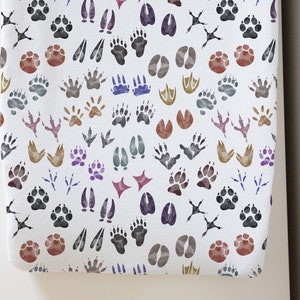 Animal tracks Changing Pad Cover, Woodland nursery girl, Woodland changing pad, Girl forest changing pad, Diaper pad cover New mom gift  PiF