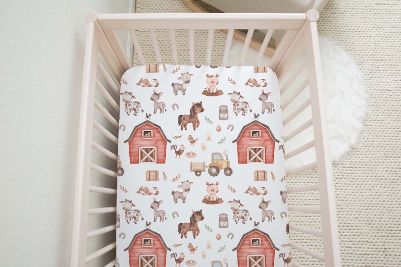 Farm Nursery Bedding Farm Animals Crib Bedding Farm Mini Etsy