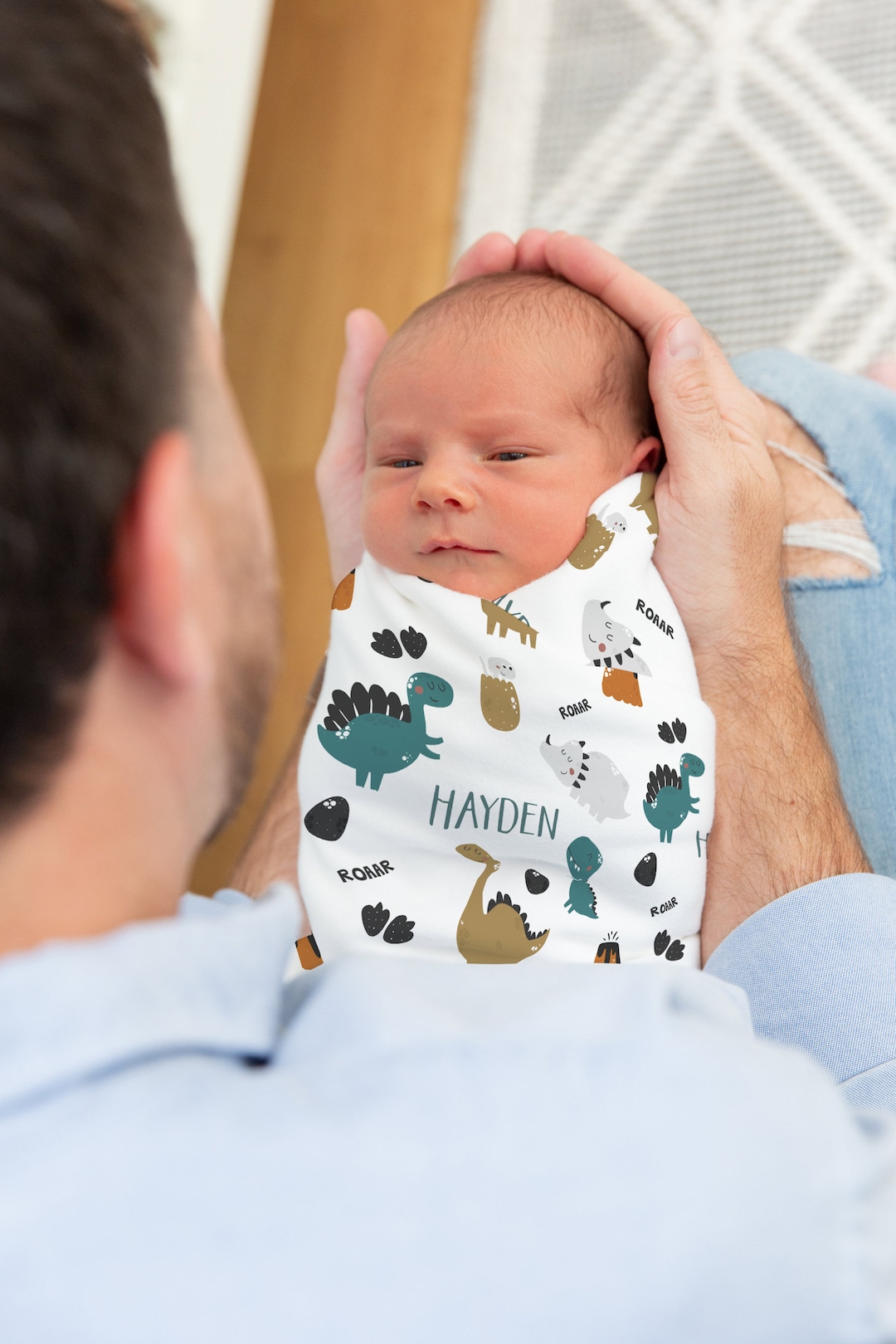 Personalized Baby boy swaddle and hat set Dinosaur swaddle Etsy Italia