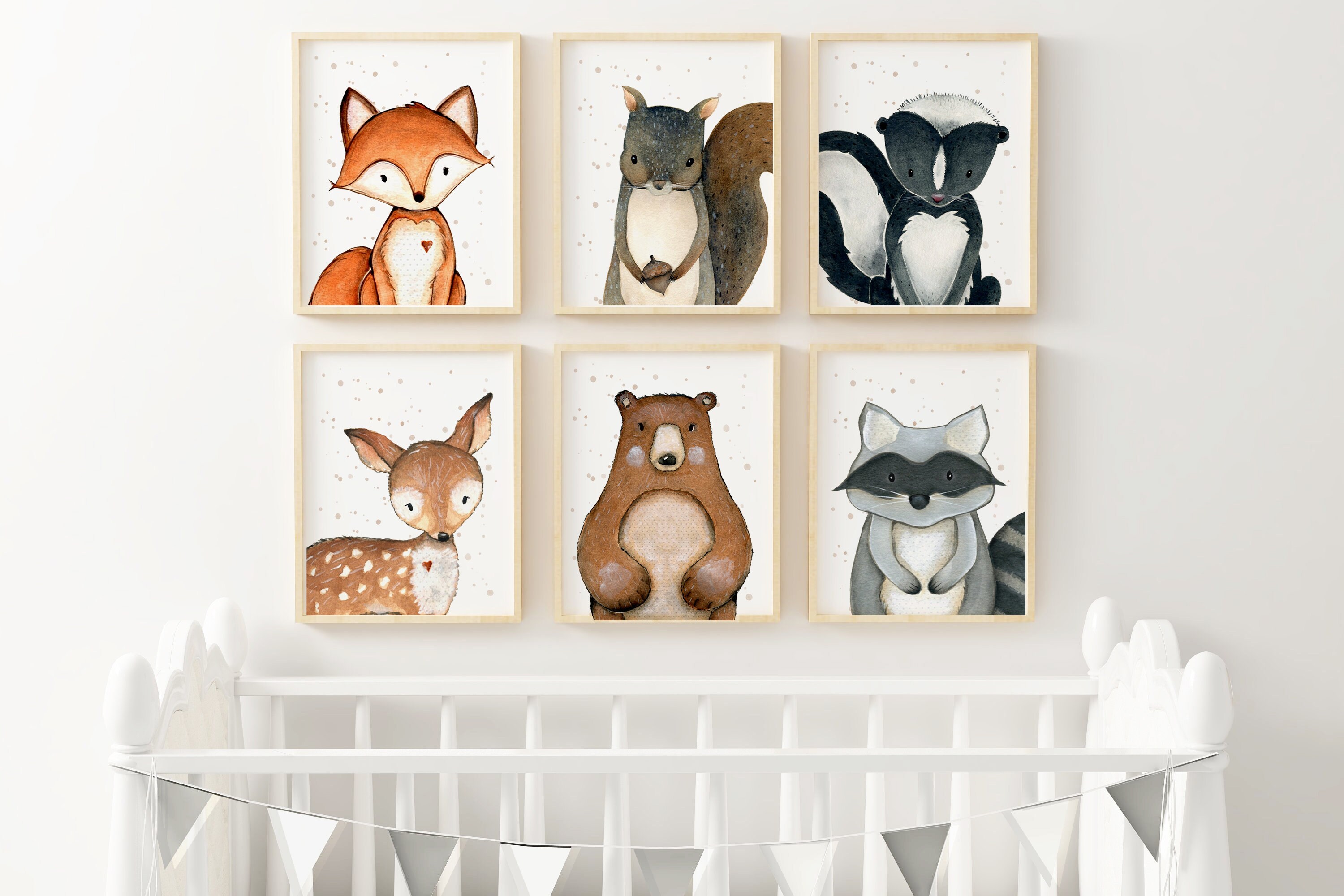 Woodland nursery Prints Forest nursery art Boys room decor Etsy