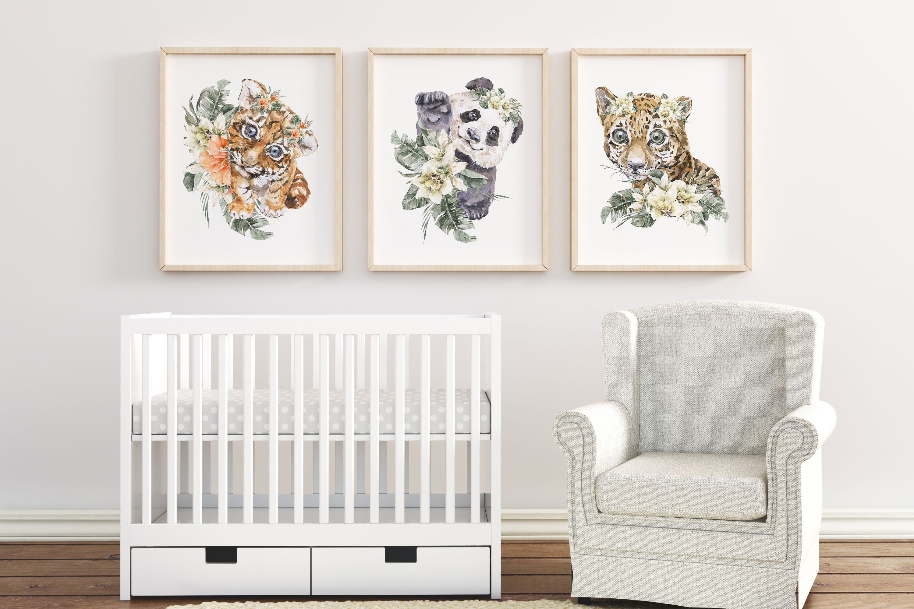 Baby-Safari-Kinderzimmer Dekor Floral Dschungel Kinderzimmer | Etsy