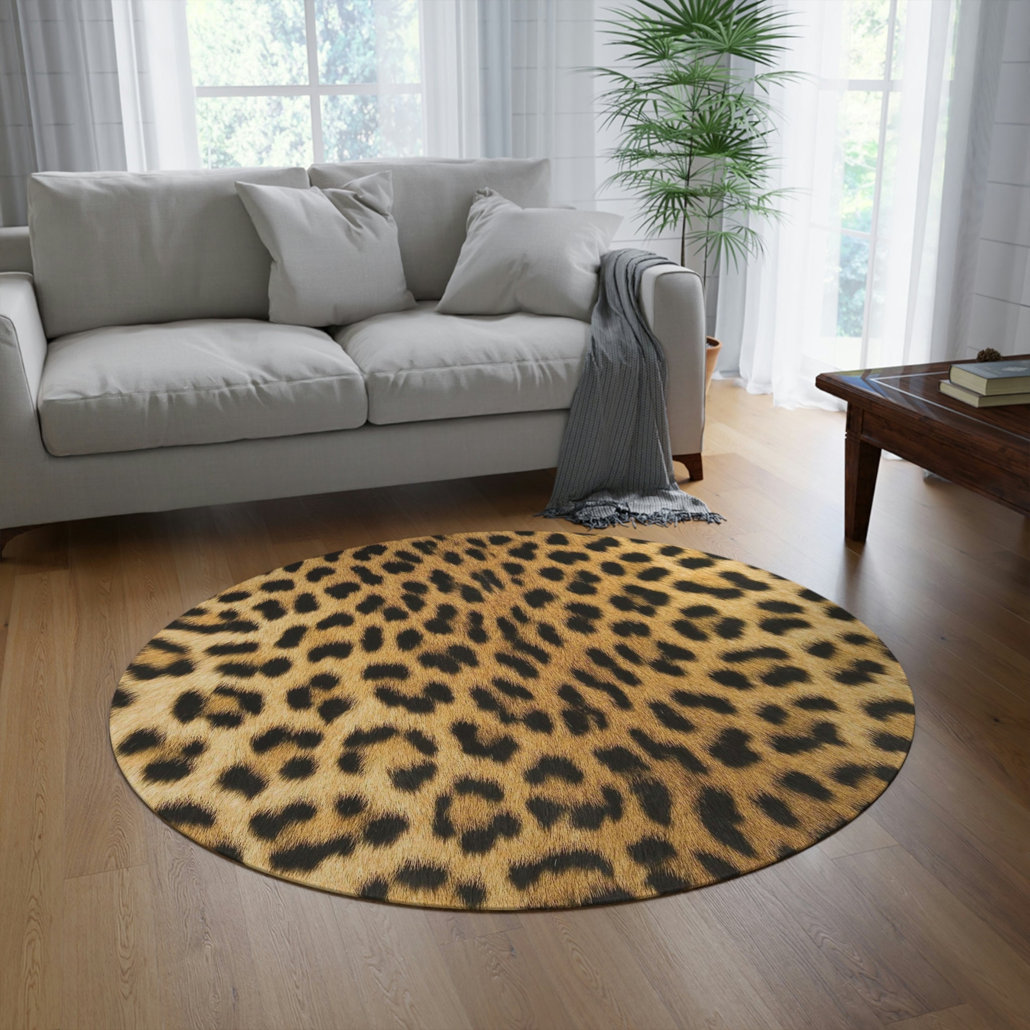 Leopard Print Round Rug, Animal Print Rug, Safari Nursery Decor
