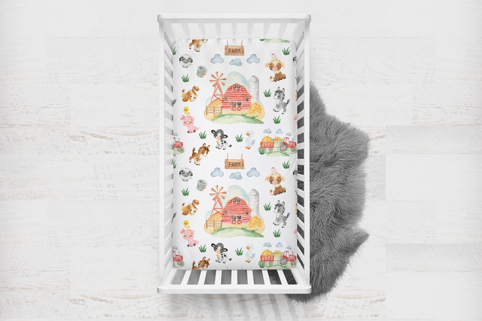 Farm Nursery Bedding Farm Animals Crib Bedding Farm Mini Etsy