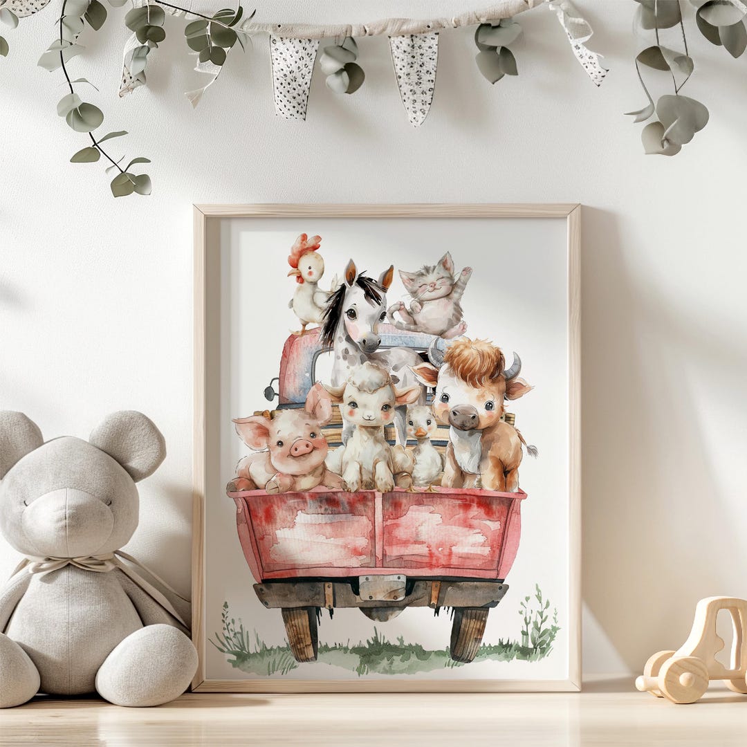 Farm Animals Wall Art, Farm Nursery Art, Farm Animals Print, Boys Room ...