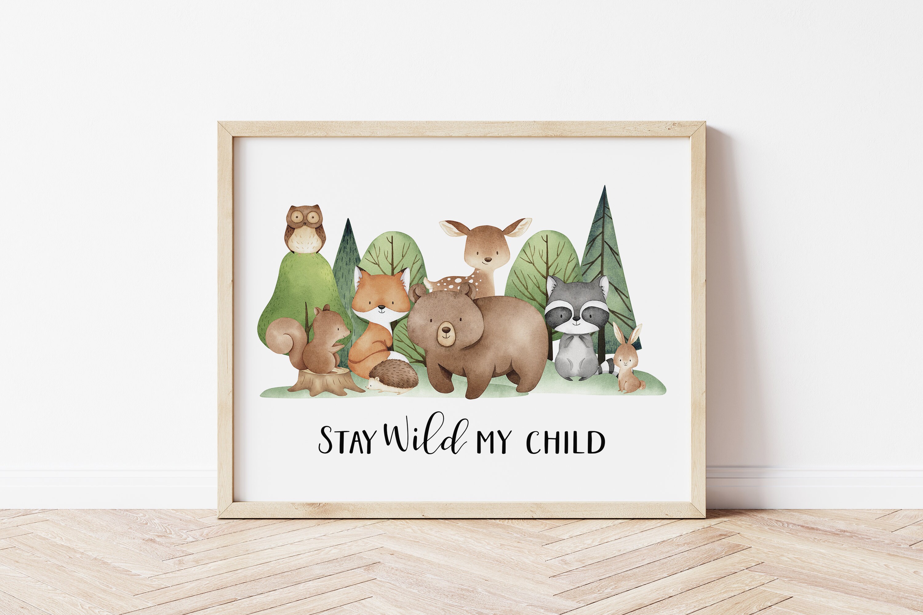 Woodland nursery wall art Forest nursery print Woodland Etsy