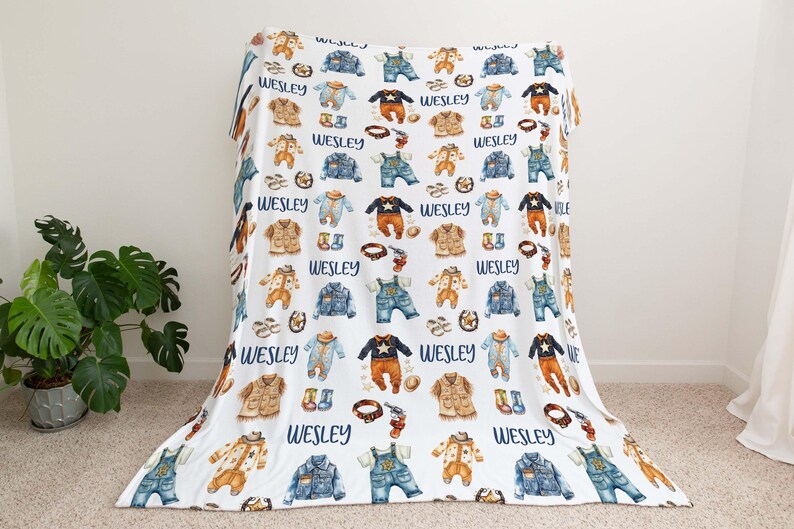 Personalized Cowboy Blanket, Custom Name Baby Blanket, Western Blanket