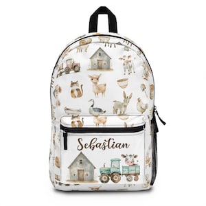 Farm Backpack for Kids, Personalized Farm School Bag, Farm Rucksack, Farm Toddler Backpack - Custom Name Backpack, Back to School Gift - HaR