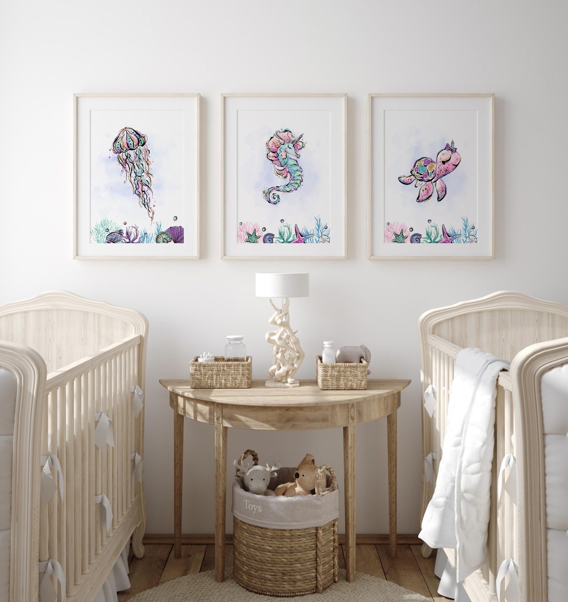 Under the sea nursery girl prints ocean girls room wall art Etsy