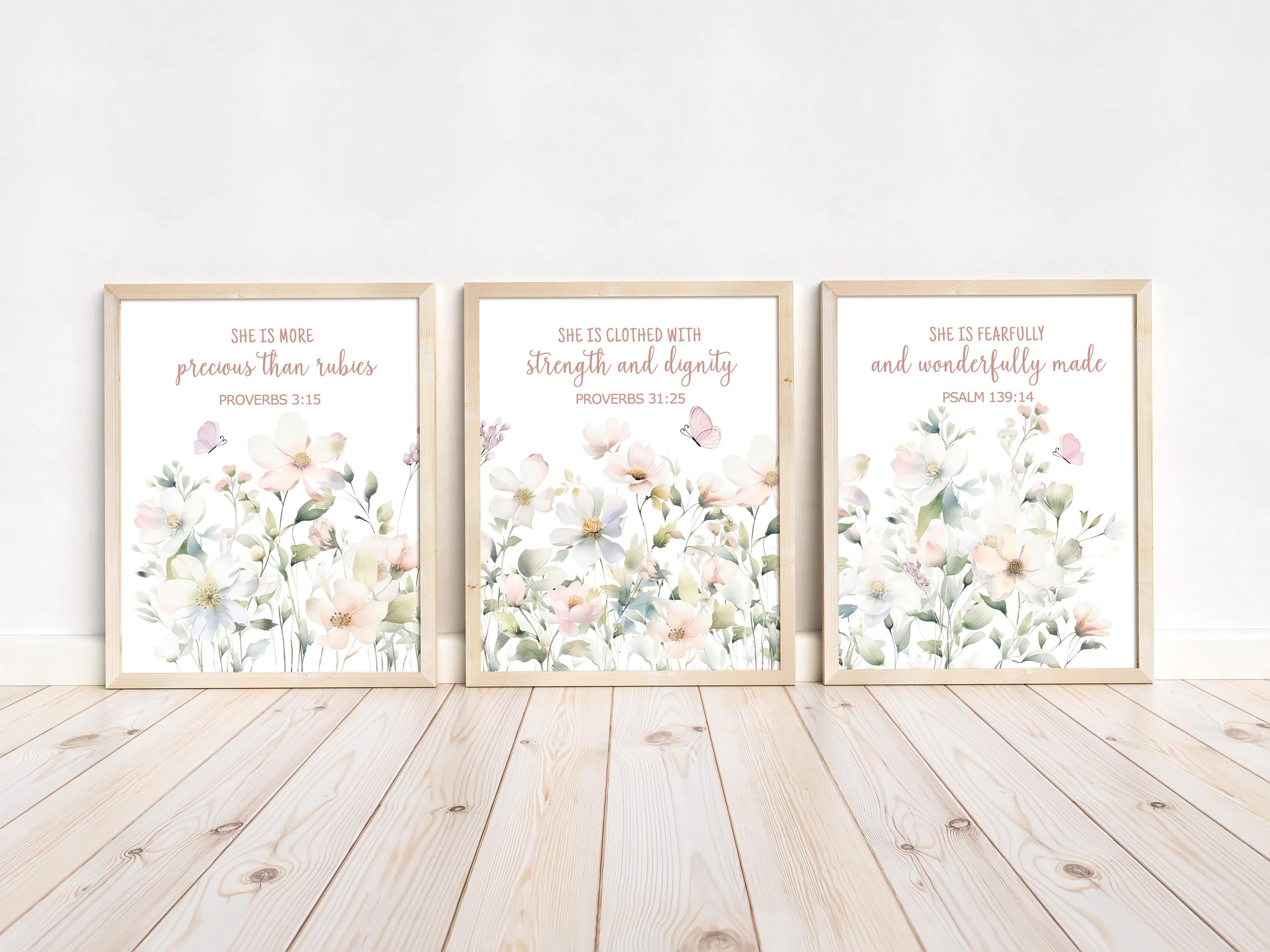 Wildflower Bible verse wall art, Christian Nursery decor, Wildflowers nursery art, Wildflowers prints, Boho flower nursery wall art