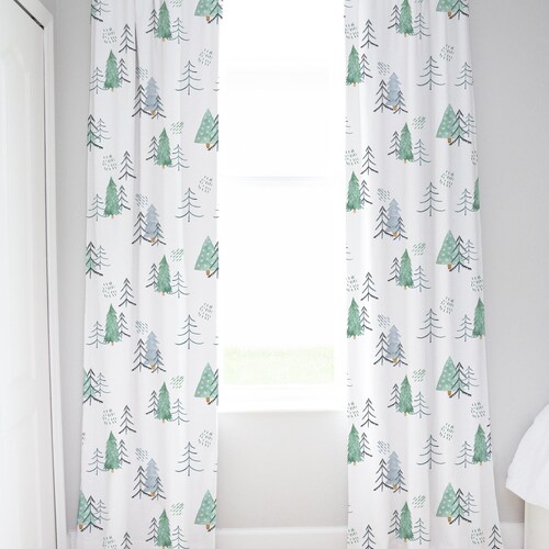 Woodland Curtains for Nursery Forest Curtain Pine Tree Etsy