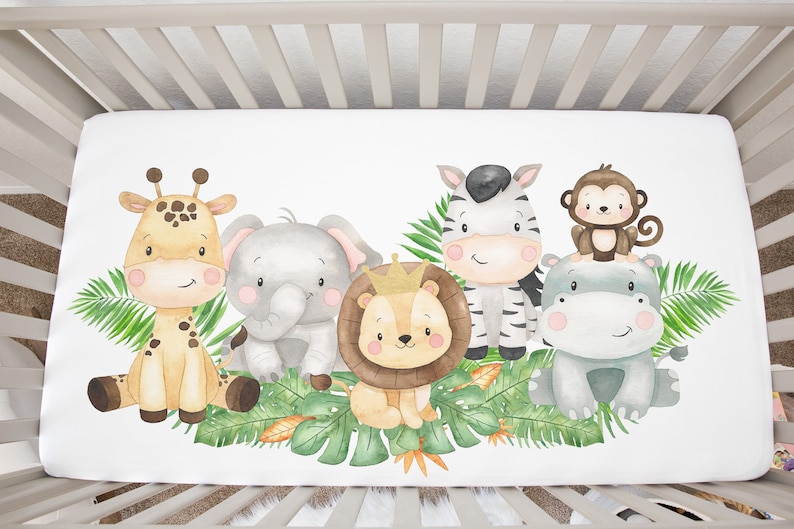 Safari Crib Sheet Baby Boy Crib Sheets Jungle Nursery Etsy