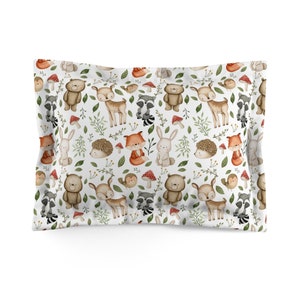 Woodland pillow sham, Woodland nursery decor, Forest nursery, Forest animals pillow sham, Woodland animals, Woodland bedding - MaF