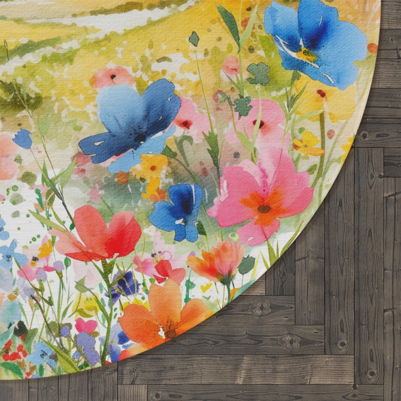 Spring Wildflowers Rug, Floral Girl Room Decor, Wildflower Rug, Floral