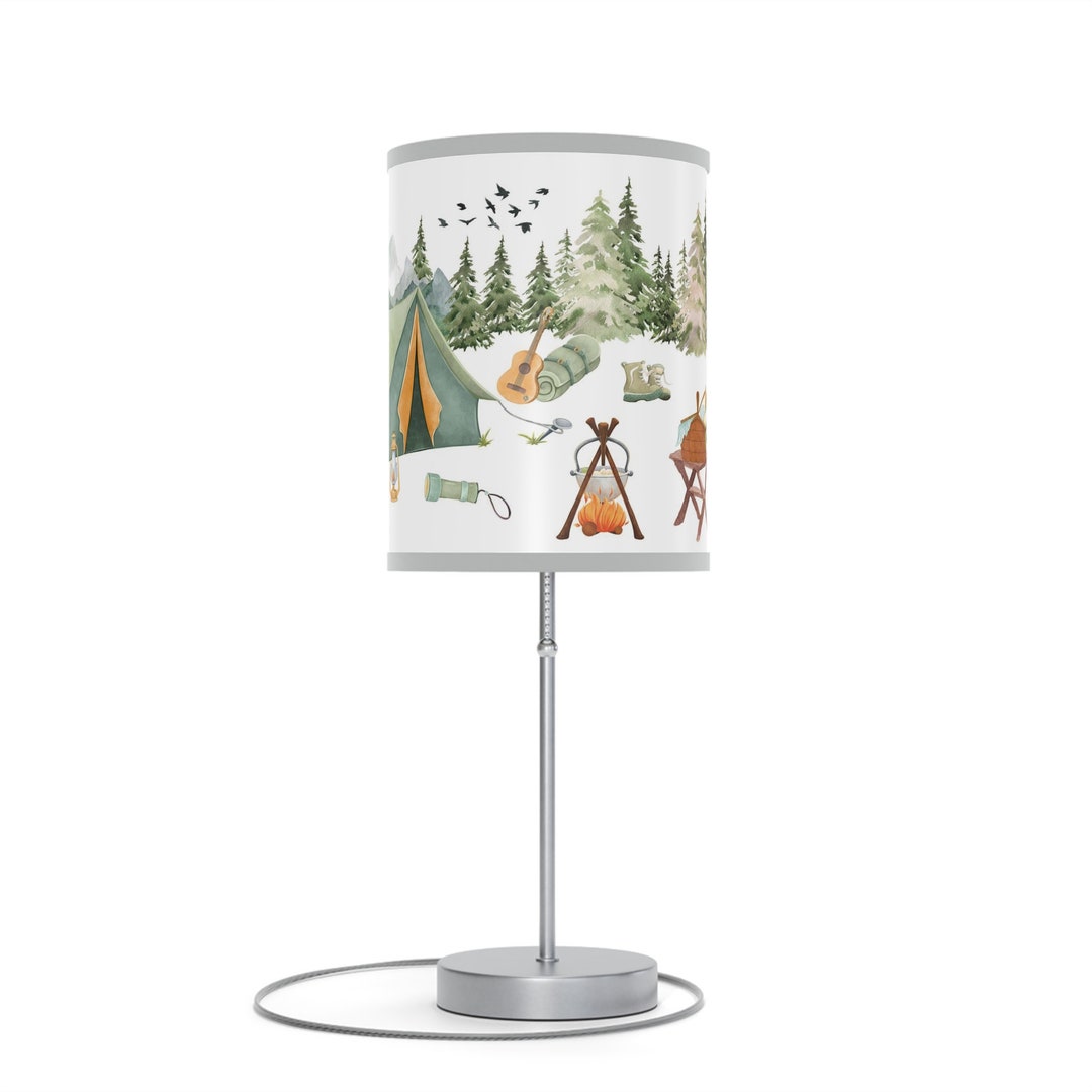 Happy Camper Lamp, Camping Nursery Decor, Explorer Lamp, Camping Baby