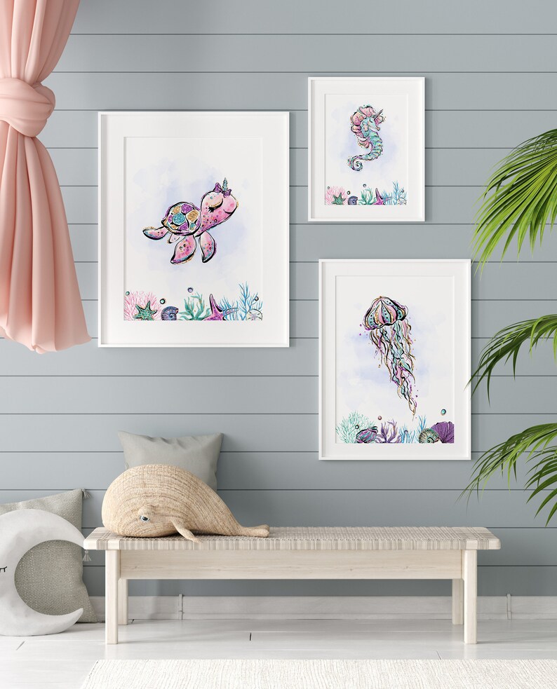 Under the Sea Nursery Girl Prints Ocean Girls Room Wall Art Etsy
