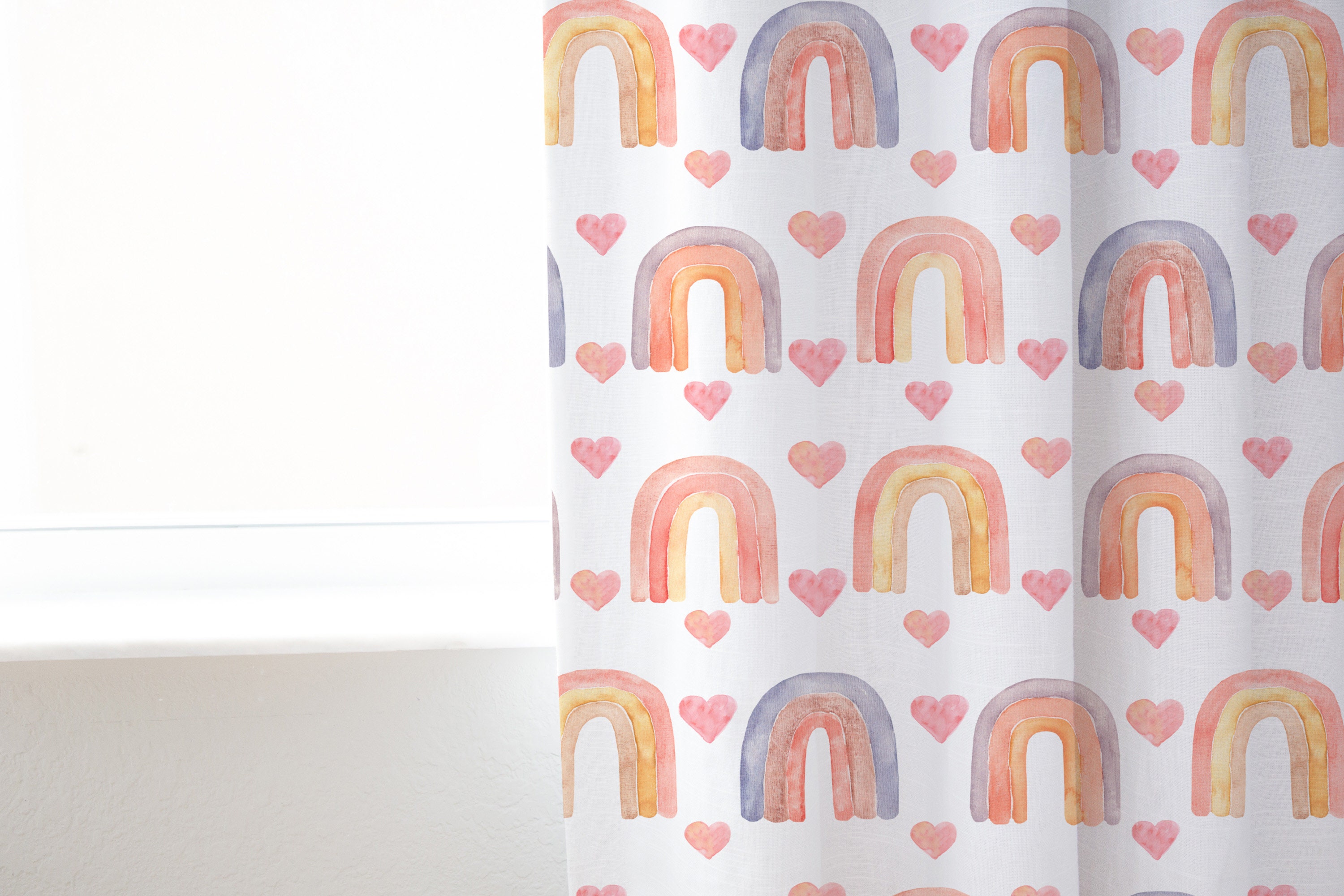 Rainbow Curtain Single Panel Rainbow Nursery Decor Curtains Etsy