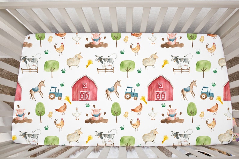 Farm crib bedding boy Farm animals Cow Pig Farm crib Etsy
