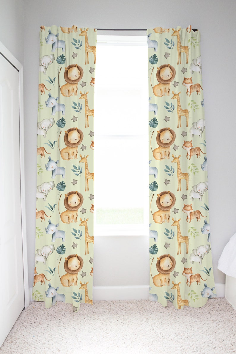Safari Curtain Single Panel Jungle Nursery Decor Boy Room Etsy