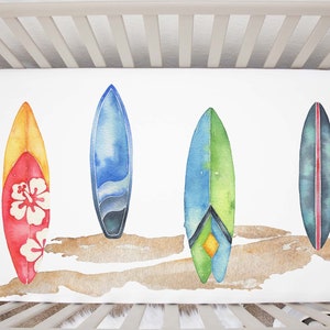 Surf Crib Sheet, Surfer Nursery Bedding, Surfboard Crib Sheet, Coastal Nursery, Surfing Crib Sheet, Beach nursery, Surfs Up - Endless Sea