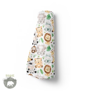 Safari animals baby blanket, Safari Nursery Bedding, Baby boy blanket minky, Jungle crib bedding, Gender neutral baby gift - SaE