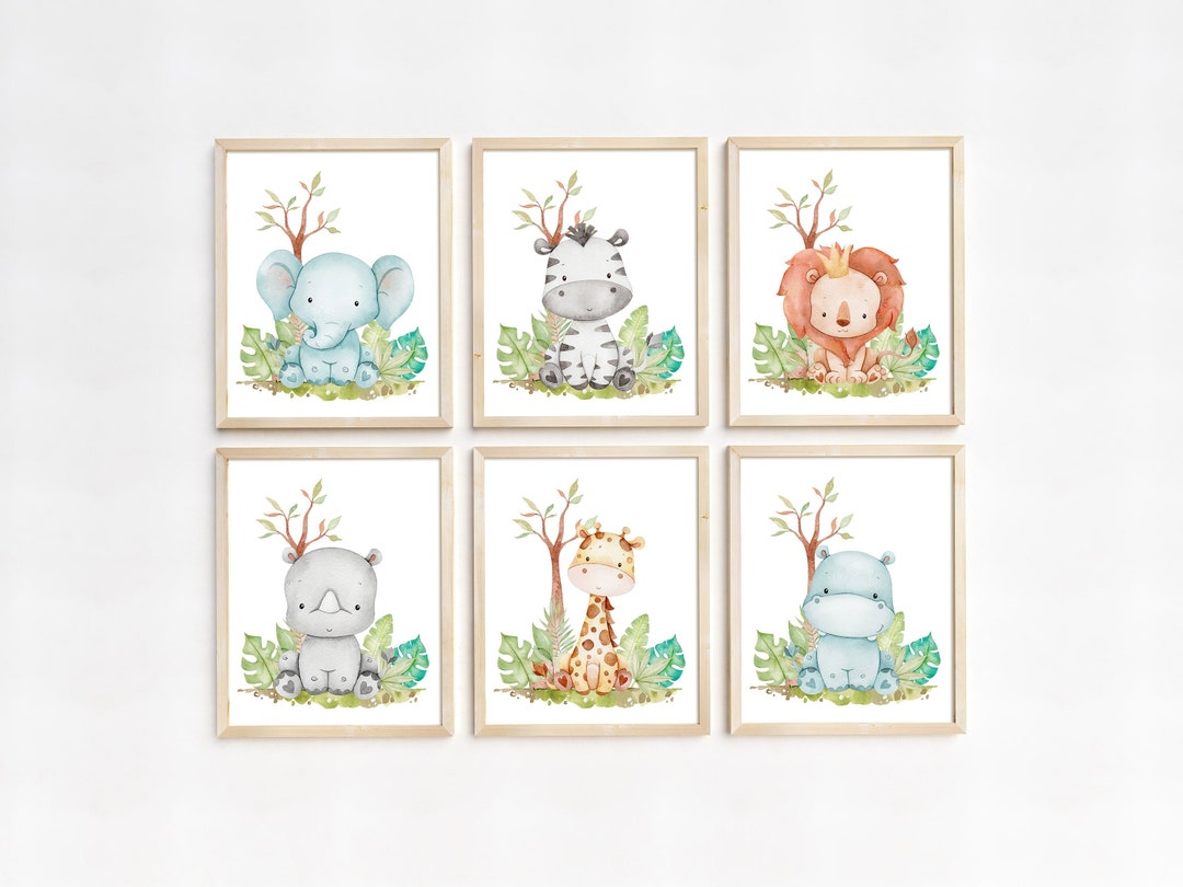 Safari Nursery Art, Jungle Nursery Prints, Baby Animals, Zoo Baby Room