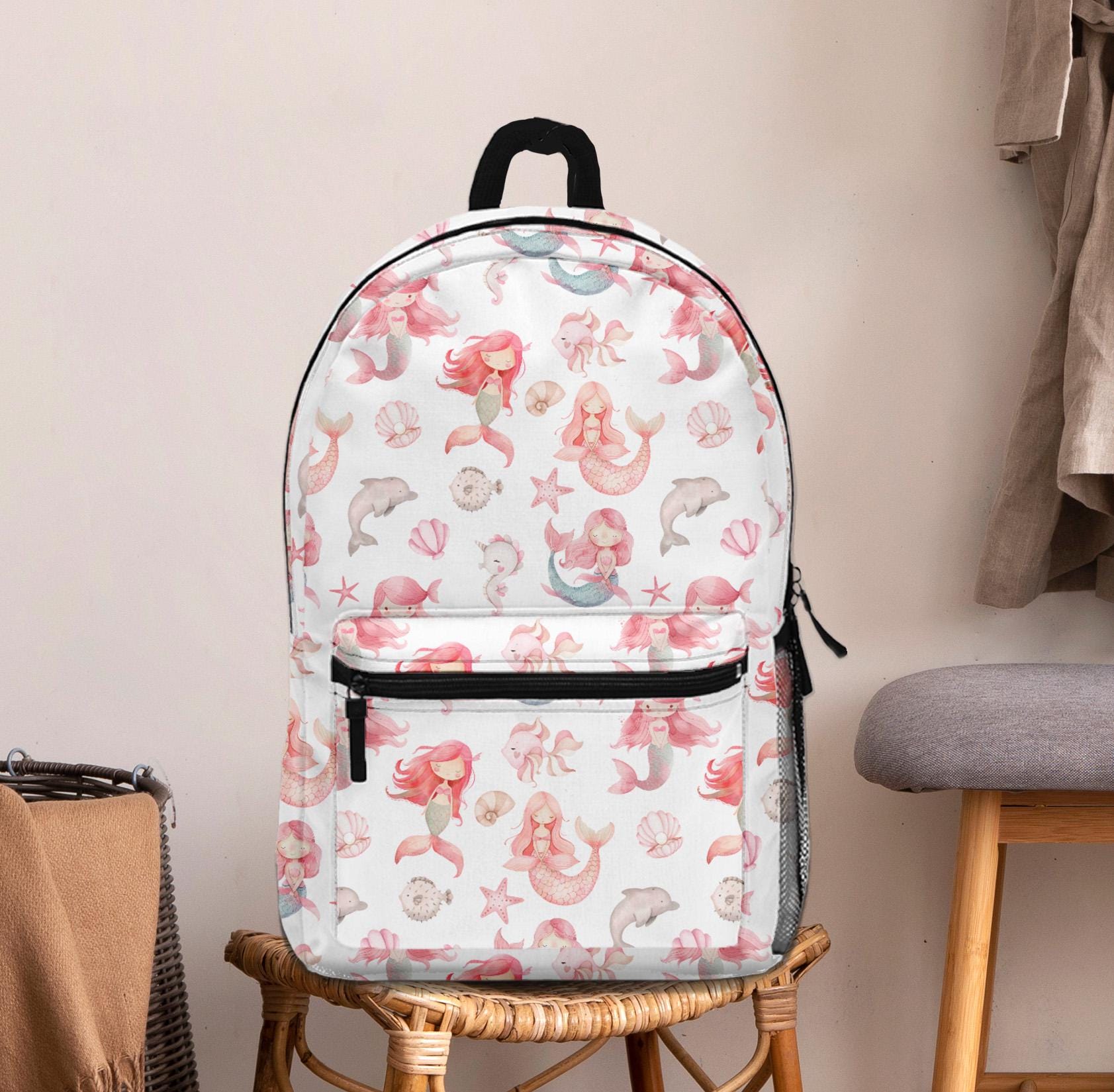 MIRLEWAIY Kids Backpack For Preschool | Cute School Bag With Coin Pouch - Rose Pink Mermaid