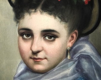 Original Portrait Painting of Young Woman