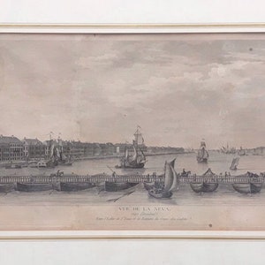 Antique Engraving &quot;Vue des bords de la Neva&quot; by Lespinasse & Fessard, Saint Petersburg, 1784