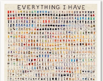 Simon Evans, everything I have, Originales Ausstellungs-Museumsplakat, zeitgenössische Pop Art