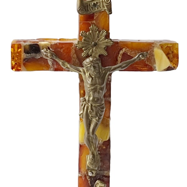 Antique Standing Amber Crucifix, Königsberg