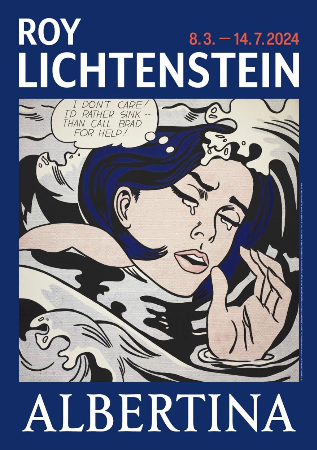 ロイ・リキテンスタイン、溺れる少女、オリジナル展覧会美術館ポスター