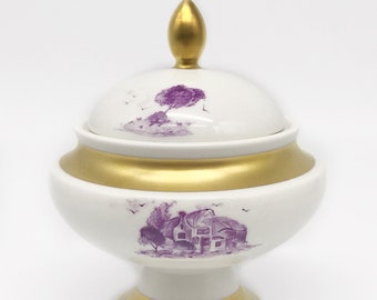 Vintage KPM Royal Berlin Porcelain Sugar Bowl: Hand-Painted Bonboniere
