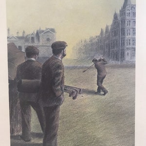 Litografía de arte contemporáneo moderno de John Seerey-Lester, edición limitada, firmada a mano, deporte de golf