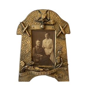 WWI Riga 1917 Brass Photo Frame with German Soldier Photo – Military Memorabilia