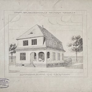Originele antieke architecturale inkttekening