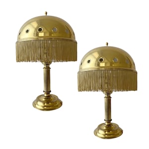 Vintage Large Pair of Brass Table Lamps in the Style of Hans-Agne Jakobsson. Mid Century Lighting.