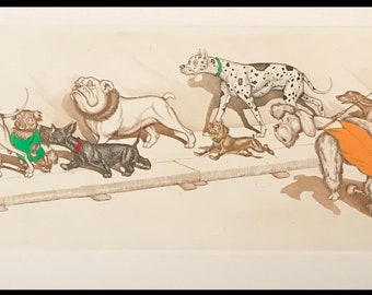 ボリス・オクライン作、「パリの汚れた犬たち」。オリジナル署名入り