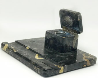 Marble Inkwell Pen tray Art Deco Inkstand