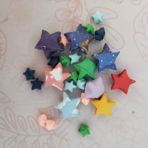 50 Rainbow Origami Lucky Stars in 2 different sizes