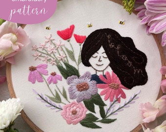 Bloom - Digital PDF Floral Embroidery Pattern - Instant Download Pattern and Stitch Guide - Beginner DIY Embroidery