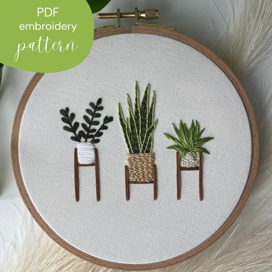 Homey Houseplants Digital PDF Plant Embroidery Pattern Instant Download ...