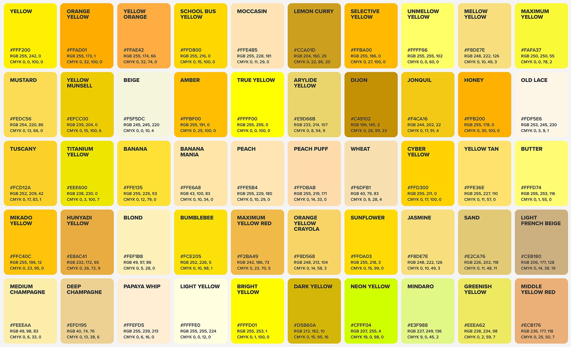 Color Chart - Yellow