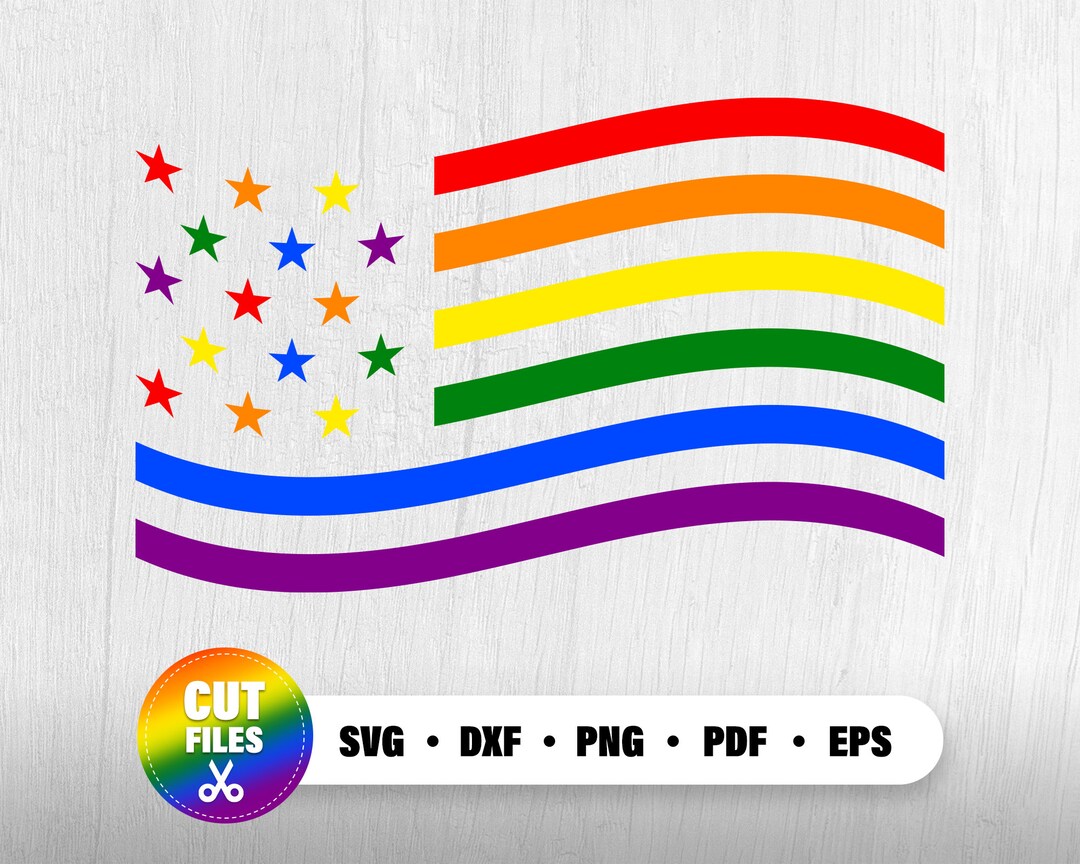 Rainbow Pride Flag SVG: American Stars, LGBTQ Cut File (digital ...
