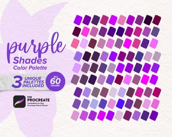 Paleta de color púrpura: 60 muestras para Procreate (descarga digital)