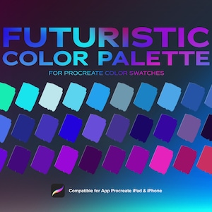 Futuristic Color Palette: 30 Neon Cyberpunk Swatches for Procreate (Digital Download)